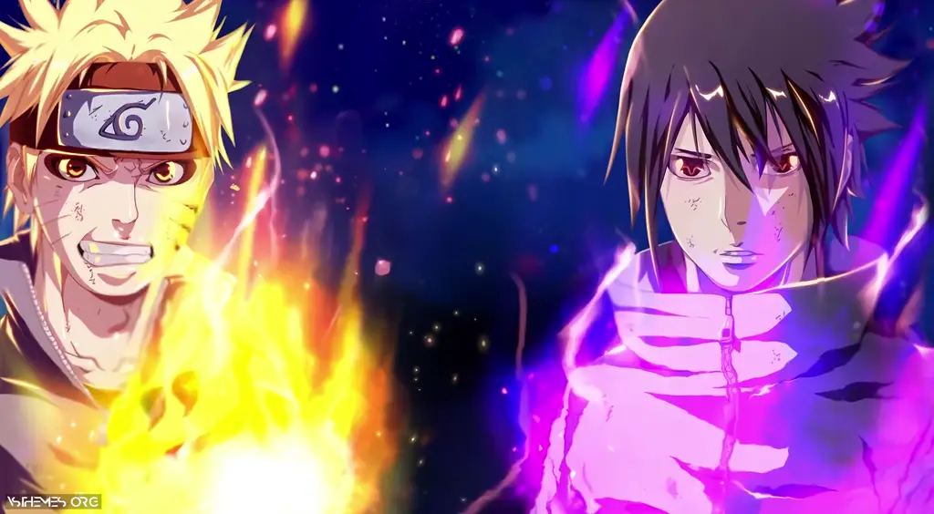 Live wallpaper Naruto and Sasuke in transformation download on VSThemes.org