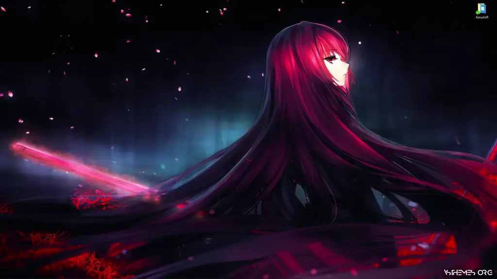 Live wallpaper Anime girl with burgundy hair - fate/grand order ...