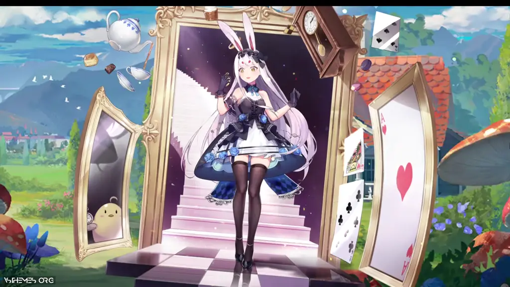 Live wallpaper The white rabbit in the incredible country of the ...