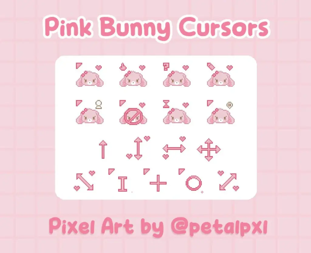 Cursors Pink Bunny on Windows download on VSThemes.org