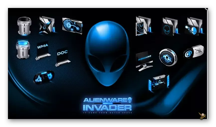 Icons Alien Invader, blue version download on VSThemes.org