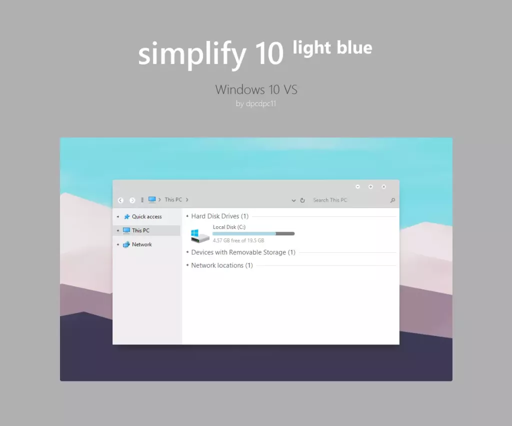 Theme Simplify 10 Light Blue for Windows 10 download on VSThemes.org