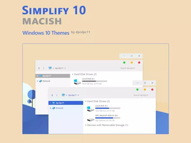 Theme Simplify 10 Yellow Green for Windows 10 download on VSThemes.org