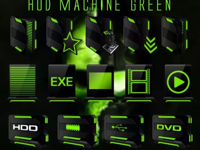 Иконки 7tsp «HUD Machine, зеленая версия»